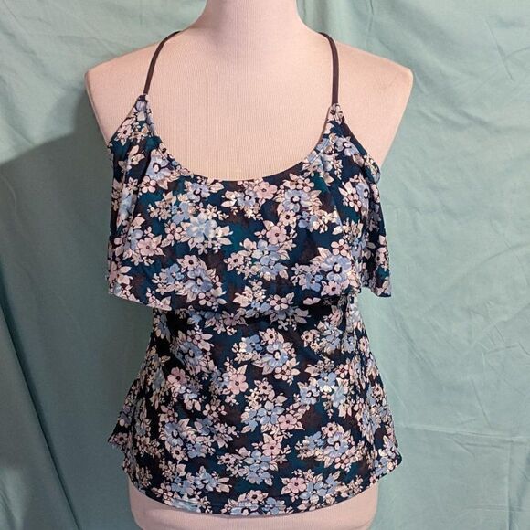 🆕NWT ARIZONA JEAN CO SWIMWEAR - TOP ONLY - SIZE XXL - TEAL/BLUE/SILVER/WHITE - Picture 1 of 6